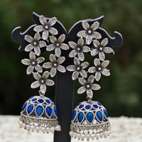 129 Rajani Blue Jhumkas