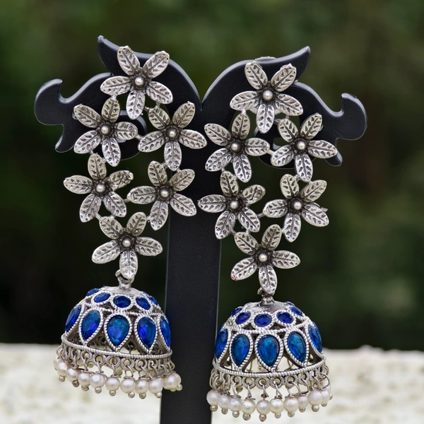 129 Rajani Blue Jhumkas
