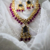 NS019-D19-COT Rajani Kundan Set - Dark Purple