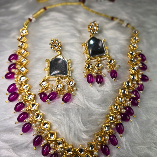 NS019-D19-COT Rajani Kundan Set - Dark Purple
