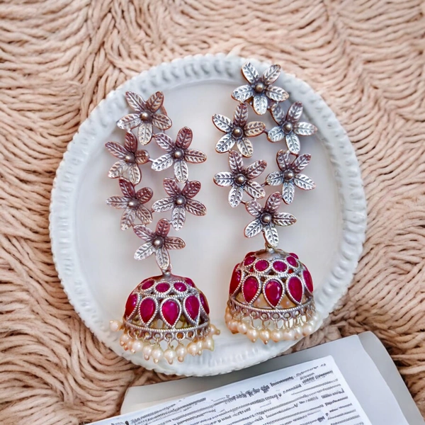 123 Rajani Red Jhumkas