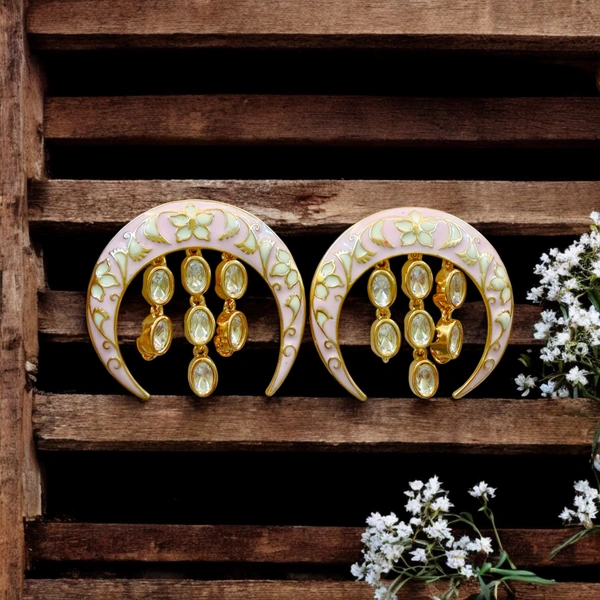 130 Rohini Pink Meenakari Earrings