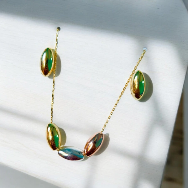S332 Seeds Pendant Set - Rose Gold