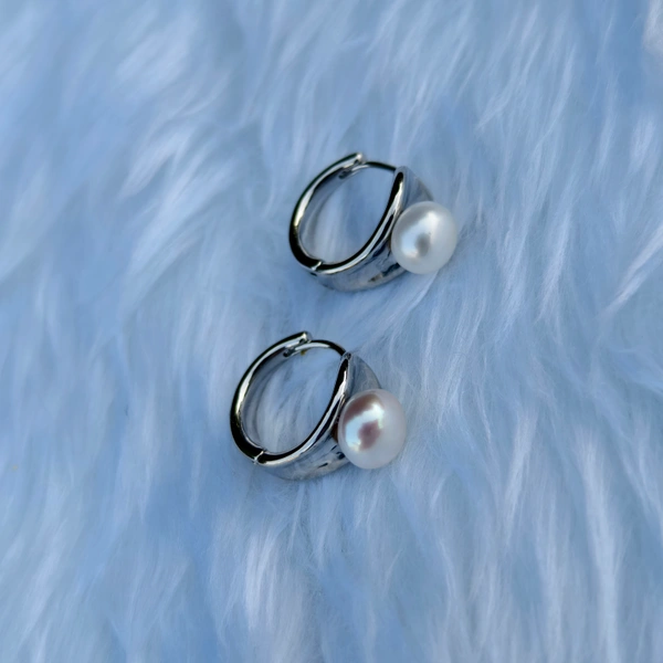 EE088 Simple Button Earring - Silver