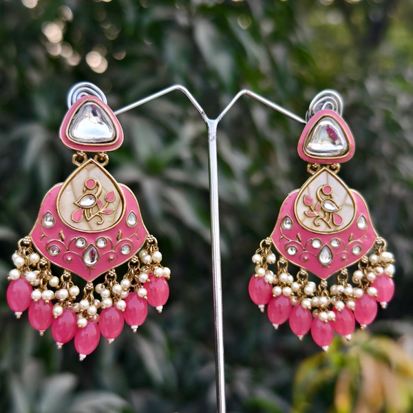 EE015-A27IIS500 Tehzeeb Jhumkas - Dark Pink