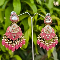 EE015-A27IIS500 Tehzeeb Jhumkas - Dark Pink