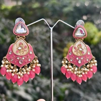 EE015-A27IIS500 Tehzeeb Jhumkas - Dark Pink