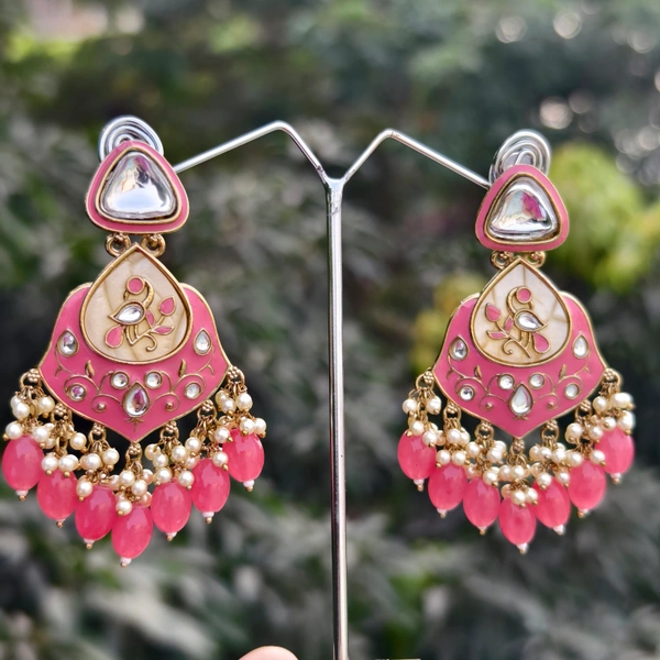 EE015-A27IIS500 Tehzeeb Jhumkas - Dark Pink
