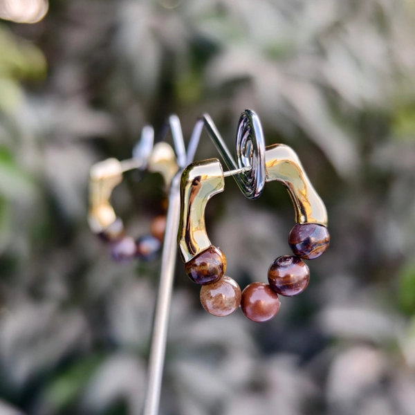 EE089 Tiger Eyes Hoops - Gold