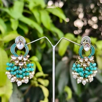 EE010-A04VOT350 Vanita Dangles - Dark Green