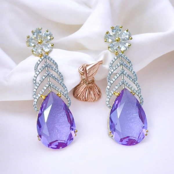 112 Violet Flower Drop Earrings
