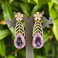 112 Violet Flower Drop Earrings