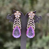 112 Violet Flower Drop Earrings