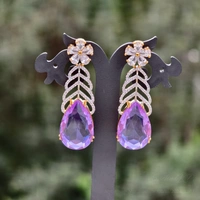 112 Violet Flower Drop Earrings