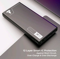 Powerbank with  battery capacity with Smart IC protection, 22.5W fast charging. - 10000 mAh, Black