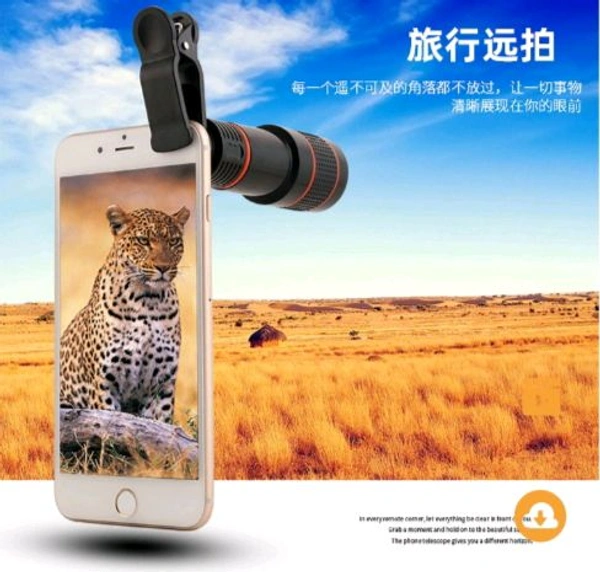 Mobile Phone Lens 8x 12x 20x Telephoto Lens Mobile Phone Holder Shooting - 12x Iens, Black