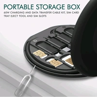 All in One 60W USB Fast Charging Travel Data Cable Set Type C, Lightening and Micro USB Port Inbuilt Mobile Stand Compatible with i, i-Pad, Samsang, RealMi & All Other Android Phones - Black