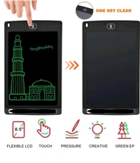 Re-Writable LCD Writing Tablet Pad with Screen 21.5cm (8.5Inch) for Drawing, Playing, Handwriting Best Birthday Gifts for Adults & Kids Girls Boys. - Black