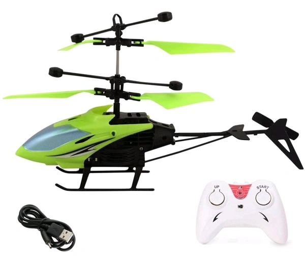 Remote Control Hand Sensor Helicopter Toys With Usb Charging - 3d Light Toys. - Green