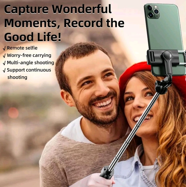 Selfie Stick, Extendable Selfie Stick with Wireless Remote and Tripod Stand, Portable, Lightweight, Compatible with All Smartphone and Mobile - Black