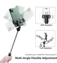 Selfie Stick, Extendable Selfie Stick with Wireless Remote and Tripod Stand, Portable, Lightweight, Compatible with All Smartphone and Mobile - Black