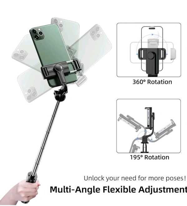 Selfie Stick, Extendable Selfie Stick with Wireless Remote and Tripod Stand, Portable, Lightweight, Compatible with All Smartphone and Mobile - Black
