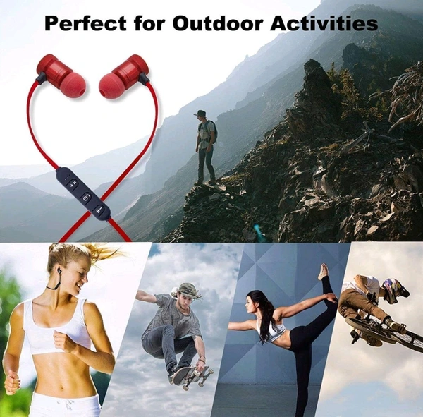 Wireless Sports Bluetooth Magnet Earphone Handsfree Headphone for All Smartphone with MIc and Volume Control. - multi colour