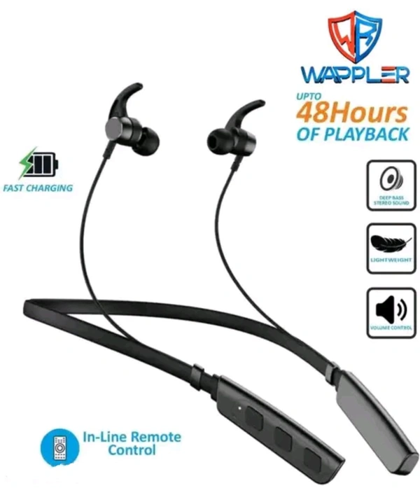 Bluetooth Neckband Earphones with Inline Controls. - Black