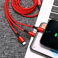 Usb Cable 3 In 1 Multi Fast Charging Data Cable. - Red