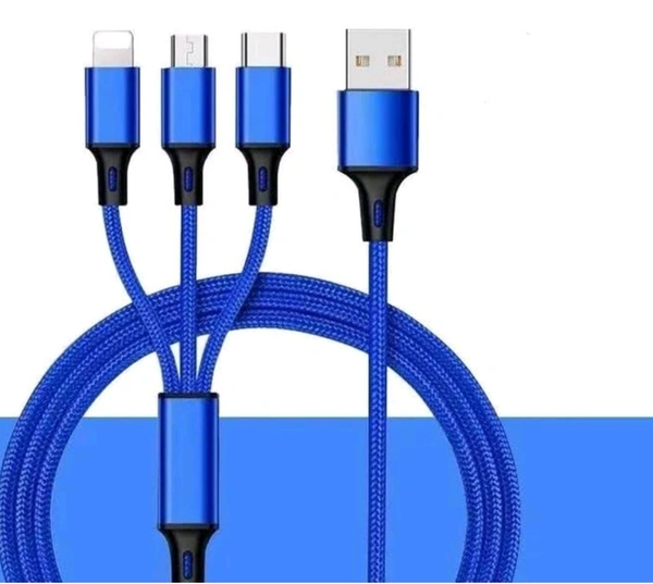 Usb Cable 3 In 1 Multi Fast Charging Data Cable. - Blue