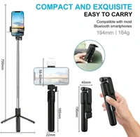 Bluetooth Extendable Selfie Stick with Wireless Remote, Selfie Stick, Adjustable and Rotatable Design. - Black