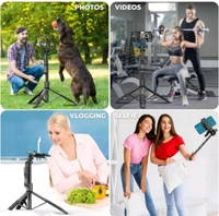 Bluetooth Extendable Selfie Stick with Wireless Remote, Selfie Stick, Adjustable and Rotatable Design. - Black