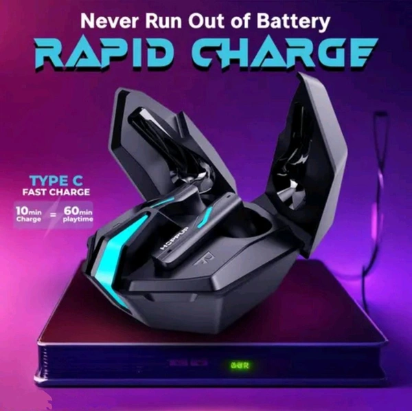 Xo6 Gaming Earbuds with 35MS Low Latency, RGB LED, 13MM DRIVERS & 50H PlayTime Bluetooth  (Coal Black, True Wireless). - Black
