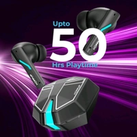 Xo6 Gaming Earbuds with 35MS Low Latency, RGB LED, 13MM DRIVERS & 50H PlayTime Bluetooth  (Coal Black, True Wireless). - Black