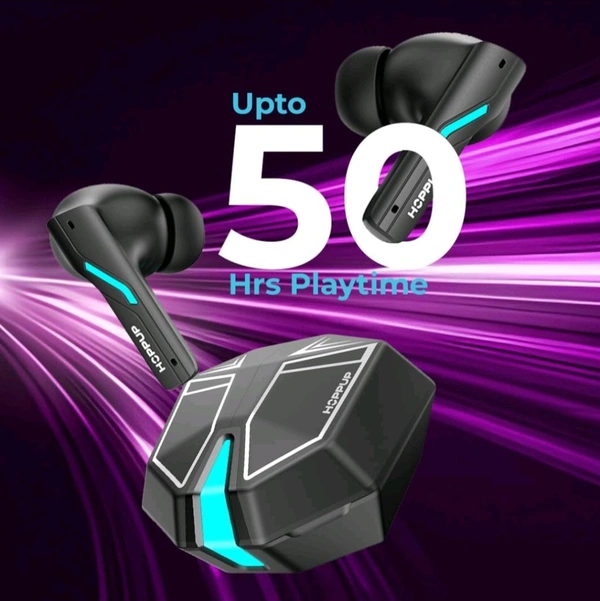 Xo6 Gaming Earbuds with 35MS Low Latency, RGB LED, 13MM DRIVERS & 50H PlayTime Bluetooth  (Coal Black, True Wireless). - Black