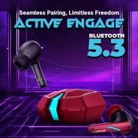 Xo6 Gaming Earbuds with 35MS Low Latency, RGB LED, 13MM DRIVERS & 50H PlayTime Bluetooth  (Coal Black, True Wireless). - Red