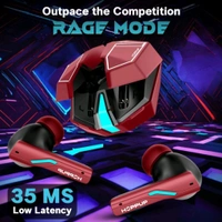 Xo6 Gaming Earbuds with 35MS Low Latency, RGB LED, 13MM DRIVERS & 50H PlayTime Bluetooth  (Coal Black, True Wireless). - Red