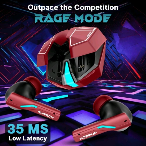 Xo6 Gaming Earbuds with 35MS Low Latency, RGB LED, 13MM DRIVERS & 50H PlayTime Bluetooth  (Coal Black, True Wireless). - Red