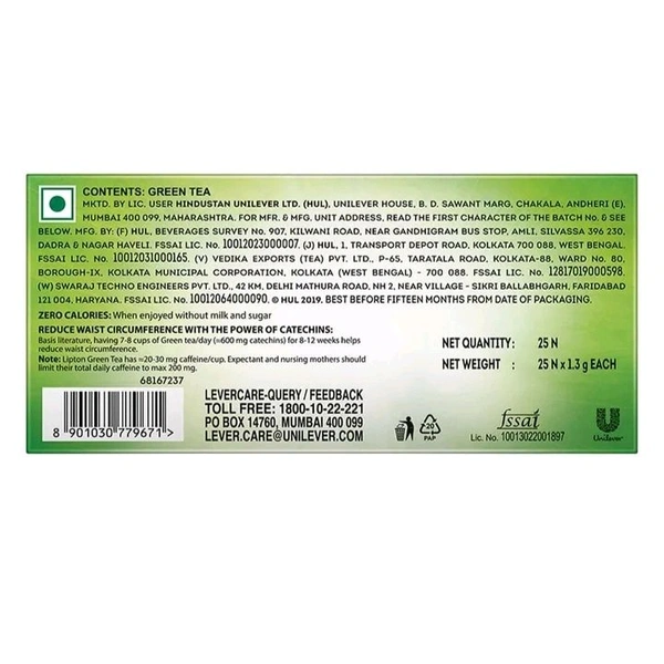 Lipton Pure & Light Green Tea Bags - 25 Bags