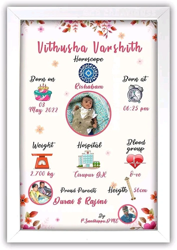 Baby & Parents Photo Frame  - A4
