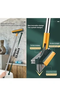 2 In 1 Long Handle Wiper Stiff Bristle Floor Brush . 
