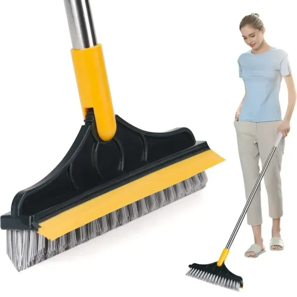 2 In 1 Long Handle Wiper Stiff Bristle Floor Brush . 