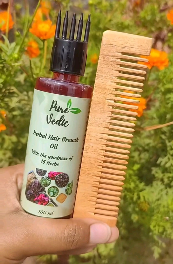 Herbal Hair Growth Oil And Neem Comb Comb