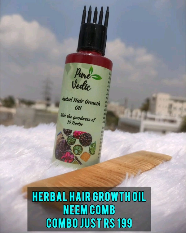 Herbal Hair Growth Oil And Neem Comb Comb