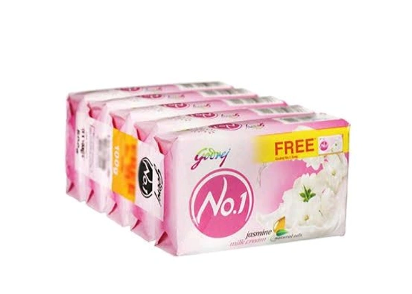 Godrej No 1 Jasmin Milk Cream Soap (Save 40, Buy & Get Free - 4+1 )