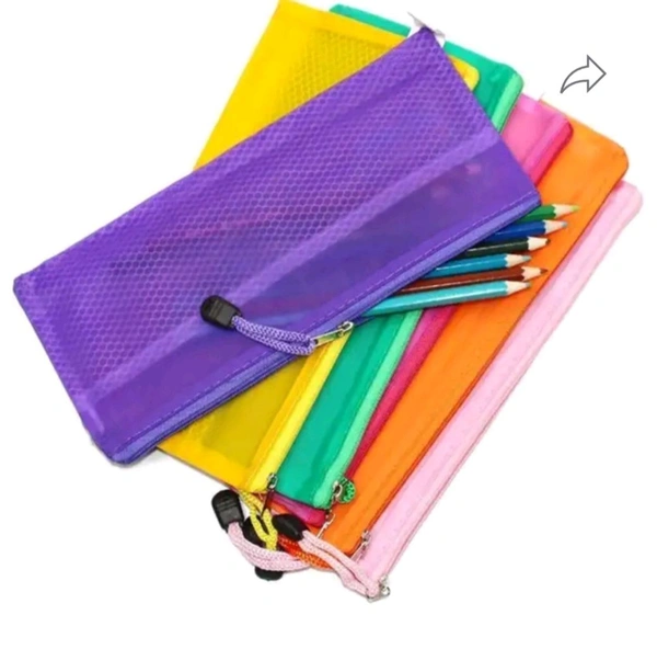 Net Pencil  Pouch Bag - yellow & pink