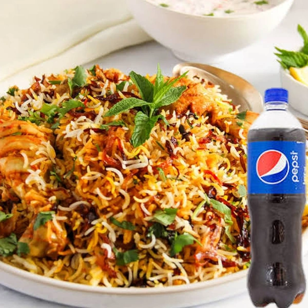 Chicken Biryani (Half )- 4 Pieces + Pepsi (Combo) - 3pm To 10pm