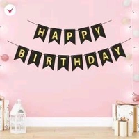 Happy Birthday V- Cut Banner  - Black
