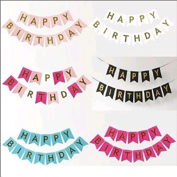 Happy Birthday V- Cut Banner  - Raw Sienna