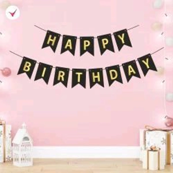 Happy Birthday V- Cut Banner  - Raw Sienna